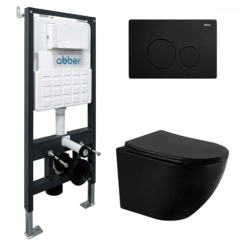 Комплект унитаза ABBER Bequem AC1100MB черный матовый с инсталляцией AC0105 и кнопкой AC0121MB черная матовая AC1100MB-AC0105-AC0121MB Комплект унитаза ABBER Bequem AC1100MB черный матовый с инсталляцией AC0105 и кнопкой AC0121MB черная матовая AC1100MB-AC0105-AC0121MB