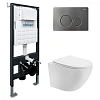Комплект унитаза ABBER Bequem AC1100T белый с инсталляцией AC0105 и кнопкой AC0121NG никель AC1100T-AC0105-AC0121NG