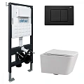 Комплект унитаза ABBER Rechteck AC1201 белый с инсталляцией AC0105 и кнопкой AC0120MB черный матовый AC1201-AC0105-AC0120MB Комплект унитаза ABBER Rechteck AC1201 белый с инсталляцией AC0105 и кнопкой AC0120MB черный матовый AC1201-AC0105-AC0120MB