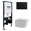 Комплект унитаза ABBER Rechteck AC1201 белый с инсталляцией AC0105 и кнопкой AC0121MB черный матовый AC1201-AC0105-AC0121MB Комплект унитаза ABBER Rechteck AC1201 белый с инсталляцией AC0105 и кнопкой AC0121MB черный матовый AC1201-AC0105-AC0121MB