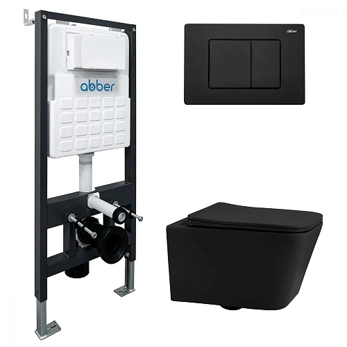 Комплект унитаза ABBER Rechteck AC1201MB черный матовый с инсталляцией AC0105 и кнопкой AC0120MB черный матовый AC1201MB-AC0105-AC0120MB Комплект унитаза ABBER Rechteck AC1201MB черный матовый с инсталляцией AC0105 и кнопкой AC0120MB черный матовый AC1201MB-AC0105-AC0120MB