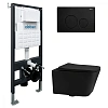 Комплект унитаза ABBER Rechteck AC1201MB черный матовый с инсталляцией AC0105 и кнопкой AC0121MB черный матовый AC1201MB-AC0105-AC0121MB