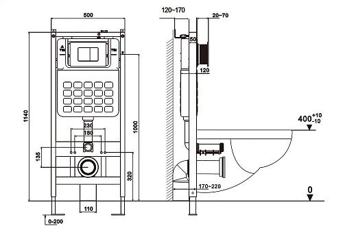 Комплект унитаза ABBER Rechteck AC1220TC белый, с закрытым дном с инсталляцией AC0105 и кнопкой AC0120MW белая матовая Комплект унитаза ABBER Rechteck AC1220TC белый, с закрытым дном с инсталляцией AC0105 и кнопкой AC0120MW белая матовая