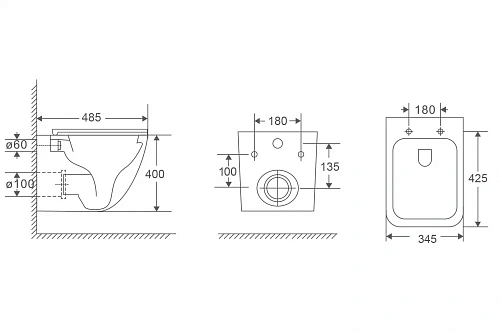 Комплект унитаза ABBER Rechteck AC1220TC белый, с закрытым дном с инсталляцией AC0105 и кнопкой AC0120MW белая матовая Комплект унитаза ABBER Rechteck AC1220TC белый, с закрытым дном с инсталляцией AC0105 и кнопкой AC0120MW белая матовая