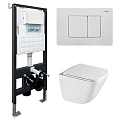 Комплект унитаза ABBER Rechteck AC1220TC белый, с закрытым дном с инсталляцией AC0105 и кнопкой AC0120MW белая матовая Комплект унитаза ABBER Rechteck AC1220TC белый, с закрытым дном с инсталляцией AC0105 и кнопкой AC0120MW белая матовая