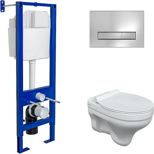 Комплект унитаза BERGES ALBIT S с инсталляцией ATOM Line 410 кнопкой глянцевый хром, сидение дюропла 042443 Комплект унитаза BERGES ALBIT S с инсталляцией ATOM Line 410 кнопкой глянцевый хром, сидение дюропла 042443