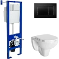 Комплект унитаза BERGES GAMMA с инсталляцией АТОМ410, кнопкой черной SoftTouch, с сиденьем микролифт 042431 Комплект унитаза BERGES GAMMA с инсталляцией АТОМ410, кнопкой черной SoftTouch, с сиденьем микролифт 042431