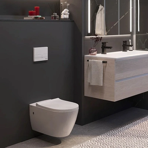 Комплект унитаза BERGES MASCON Rimless с инсталляцией NOVUM, кнопка L3, сидение Toma Slim SO 043216 Комплект унитаза BERGES MASCON Rimless с инсталляцией NOVUM, кнопка L3, сидение Toma Slim SO 043216