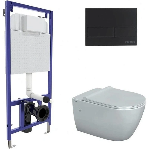 Комплект унитаза BERGES MASCON Rimless с инсталляцией NOVUM, кнопка L5, сидение Toma Slim SO 043217 Комплект унитаза BERGES MASCON Rimless с инсталляцией NOVUM, кнопка L5, сидение Toma Slim SO 043217