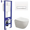 Комплект унитаза BERGES OKUS с инсталляцией ATOM Line 410 кнопкой белой, сидение дюропласт Okus Slim 042446