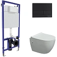 Комплект унитаза BERGES OKUS с инсталляцией NOVUM525, кнопкой L5 Soft Touch черной, сиденье дюроплас 043280 Комплект унитаза BERGES OKUS с инсталляцией NOVUM525, кнопкой L5 Soft Touch черной, сиденье дюроплас 043280