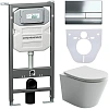 Комплект унитаза Ceramica Nova Balearica Rimless CN6000 c шумоизоляцией CN1000 инсталляцией Envision клавишей смыва Flat хром и креплениями CN1002CH