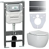 Комплект унитаза Ceramica Nova PLAY Rimless CN3001 c шумоизоляцией CN1000 инсталляцией Envision клавишей смыва Flat хром матовый и креплениями CN1002M