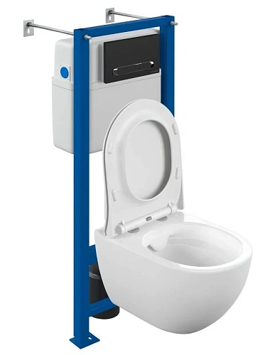 Комплект унитаза Cersanit BRASKO SMART (A68293) инсталляции VECTOR и клавиши смыва ESTETICA пластик черный матовый с рамкой хром 68293 Комплект унитаза Cersanit BRASKO SMART (A68293) инсталляции VECTOR и клавиши смыва ESTETICA пластик черный матовый с рамкой хром 68293