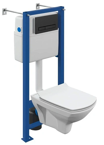 Комплект унитаза Cersanit CARINA XL (A64120) инсталляции VECTOR и клавиши смыва BLICK пластик черный матовый 64120 Комплект унитаза Cersanit CARINA XL (A64120) инсталляции VECTOR и клавиши смыва BLICK пластик черный матовый 64120