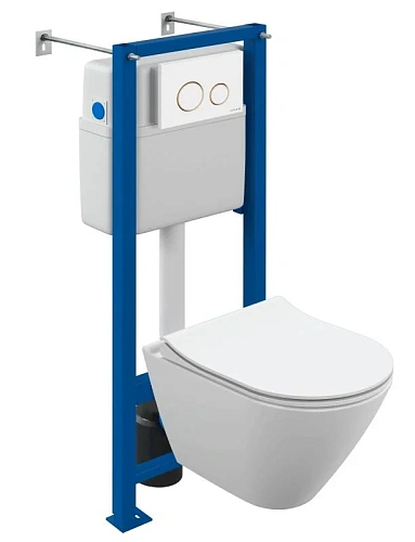 Комплект унитаза Cersanit CITY OVAL (A68142) инсталляции VECTOR и клавиши смыва TWINS пластик белый матовый с рамкой 68142 Комплект унитаза Cersanit CITY OVAL (A68142) инсталляции VECTOR и клавиши смыва TWINS пластик белый матовый с рамкой 68142