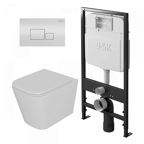 Комплект унитаза D&K DS1511602 DT1516016 с инсталляцией DI8055119 и клавишей смыва DB1519016 Комплект унитаза D&K DS1511602 DT1516016 с инсталляцией DI8055119 и клавишей смыва DB1519016