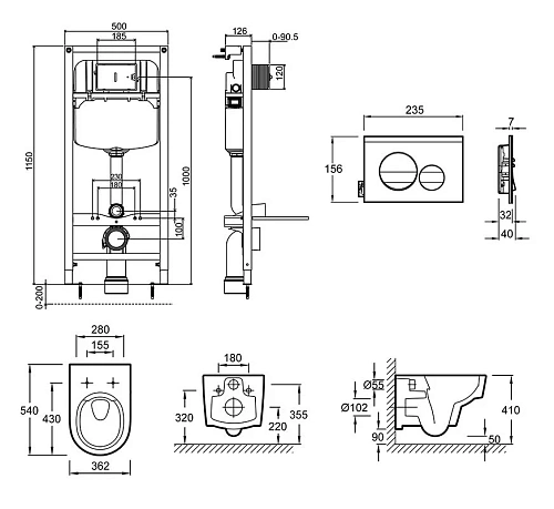 Комплект унитаза Jacob Delafon Odeon Rive Gauche E21745RU-00 с инсталляцией и кнопкой смыва Комплект унитаза Jacob Delafon Odeon Rive Gauche E21745RU-00 с инсталляцией и кнопкой смыва