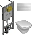 Комплект унитаза Jacob Delafon Vox E21746RU-00 безободковый с инсталляцией и кнопкой смыва Комплект унитаза Jacob Delafon Vox E21746RU-00 безободковый с инсталляцией и кнопкой смыва