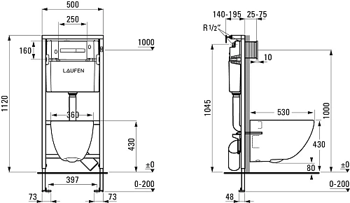 Комплект унитаза Laufen Basal VPACK 6.2071.2.007.000.3 с инсталляцией, клавишей смыва и сиденьем Комплект унитаза Laufen Basal VPACK 6.2071.2.007.000.3 с инсталляцией, клавишей смыва и сиденьем