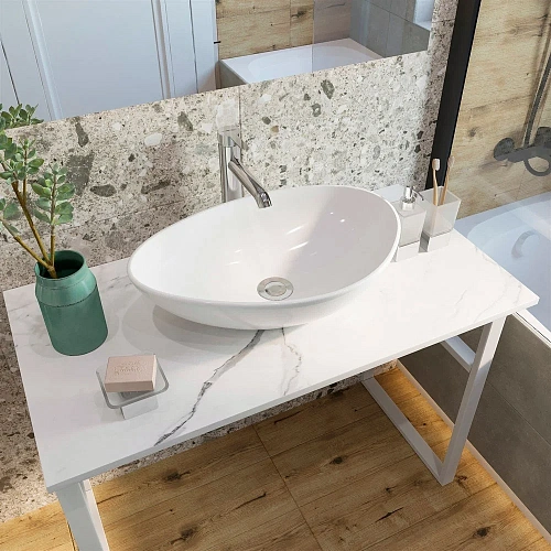 Консоль с раковиной DIWO Элиста 100 белый мрамор, Moduo 55 Leaf 555460 Консоль с раковиной DIWO Элиста 100 белый мрамор, Moduo 55 Leaf 555460