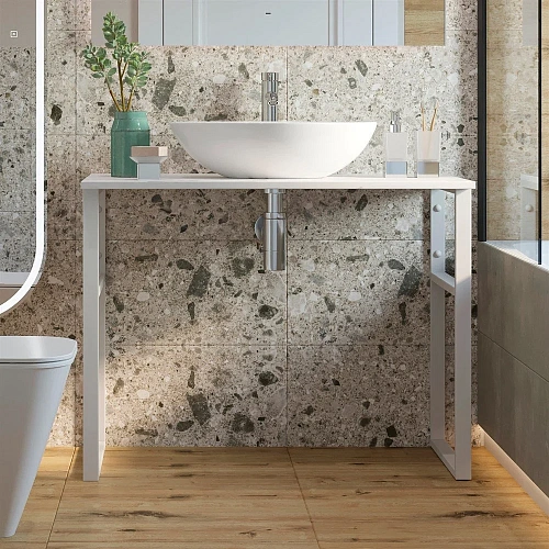 Консоль с раковиной DIWO Элиста 100 белый мрамор, Moduo 55 Leaf 555460 Консоль с раковиной DIWO Элиста 100 белый мрамор, Moduo 55 Leaf 555460