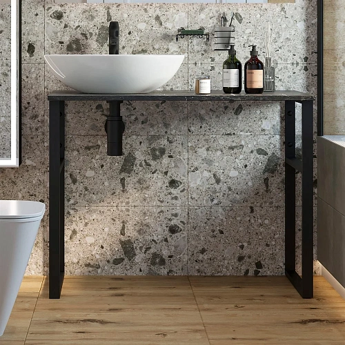 Консоль с раковиной DIWO Элиста 100 чёрный мрамор, Moduo 55 Leaf 555473 Консоль с раковиной DIWO Элиста 100 чёрный мрамор, Moduo 55 Leaf 555473