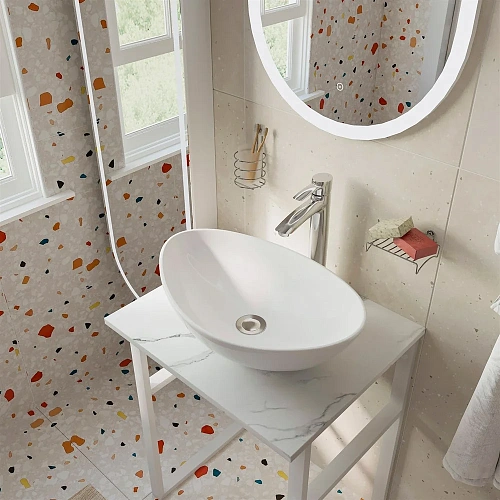 Консоль с раковиной DIWO Элиста 60 белый мрамор, Moduo 55 Leaf 554792 Консоль с раковиной DIWO Элиста 60 белый мрамор, Moduo 55 Leaf 554792