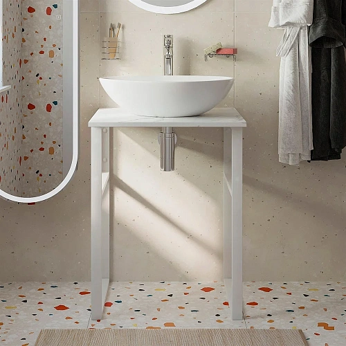 Консоль с раковиной DIWO Элиста 60 белый мрамор, Moduo 55 Leaf 554792 Консоль с раковиной DIWO Элиста 60 белый мрамор, Moduo 55 Leaf 554792