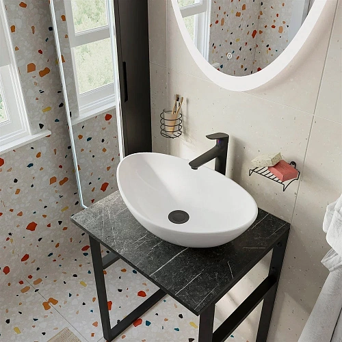 Консоль с раковиной DIWO Элиста 60 чёрный мрамор, Moduo 55 Leaf 554814 Консоль с раковиной DIWO Элиста 60 чёрный мрамор, Moduo 55 Leaf 554814