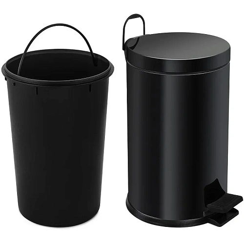 Корзина для мусора BERGES для мусора с педалью 12 л, микролифт, черное 123003 Корзина для мусора BERGES для мусора с педалью 12 л, микролифт, черное 123003