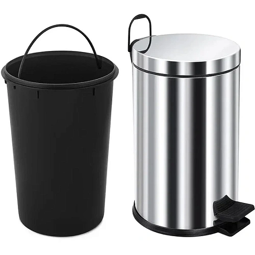 Корзина для мусора BERGES для мусора с педалью 12 л, микролифт,хром 121008 Корзина для мусора BERGES для мусора с педалью 12 л, микролифт,хром 121008