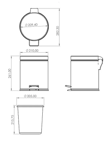 Корзина для мусора BERGES для мусора с педалью 5 л, микролифт,хром 121006 Корзина для мусора BERGES для мусора с педалью 5 л, микролифт,хром 121006
