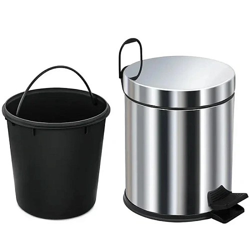 Корзина для мусора BERGES для мусора с педалью 5 л, хром 121002 Корзина для мусора BERGES для мусора с педалью 5 л, хром 121002