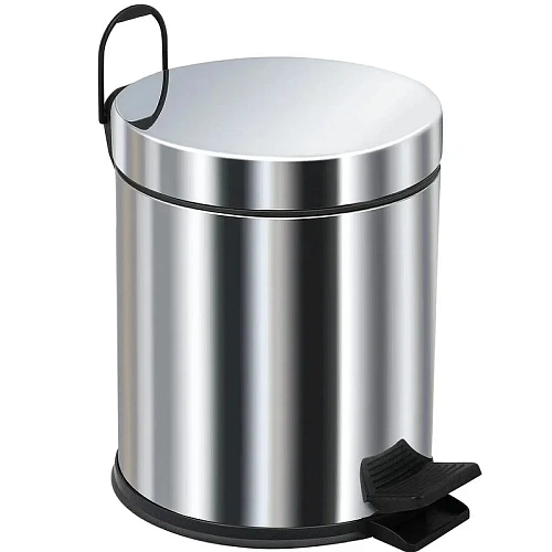 Корзина для мусора BERGES для мусора с педалью 5 л, хром 121002 Корзина для мусора BERGES для мусора с педалью 5 л, хром 121002