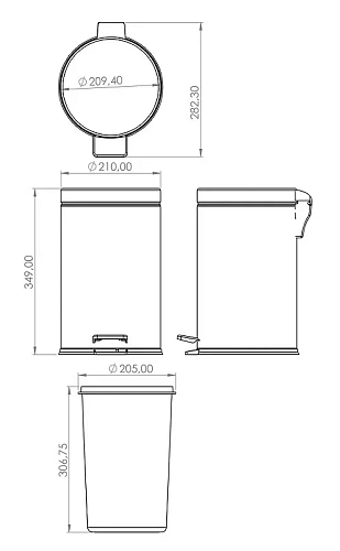 Корзина для мусора BERGES для мусора с педалью 8 л, хром 121003 Корзина для мусора BERGES для мусора с педалью 8 л, хром 121003