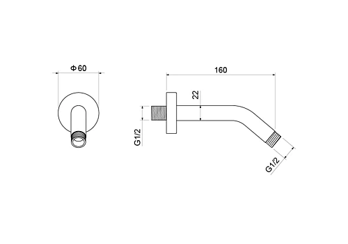 Кронштейн верхнего душа Aquatek AQ2173CR Хром Кронштейн верхнего душа Aquatek AQ2173CR Хром