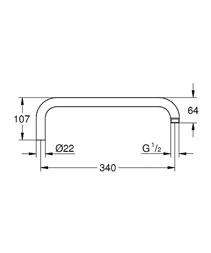 Кронштейн верхнего душа GROHE Rainshower для душевой системы с коротким ниппелем 390 мм, хром (14047 14047000 Кронштейн верхнего душа GROHE Rainshower для душевой системы с коротким ниппелем 390 мм, хром (14047 14047000
