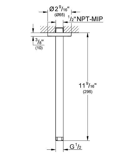 Кронштейн верхнего душа GROHE Rainshower, 296 мм, хром (28492000) Кронштейн верхнего душа GROHE Rainshower, 296 мм, хром (28492000)