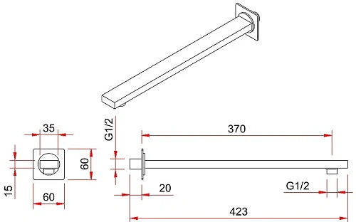 Кронштейн верхнего душа VENTAS S BLACK настенный, 40 см, черный матовый 074008 Кронштейн верхнего душа VENTAS S BLACK настенный, 40 см, черный матовый 074008
