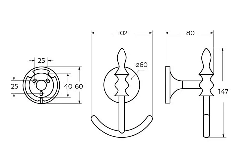 Крючок Art&Max Bohemia (AM-E-4286B-Do) золото (двойной) Крючок Art&Max Bohemia (AM-E-4286B-Do) золото (двойной)