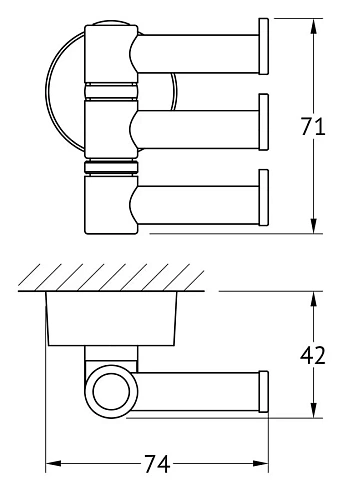 Крючок FBS Nostalgy NOS 047 поворотный тройной Крючок FBS Nostalgy NOS 047 поворотный тройной