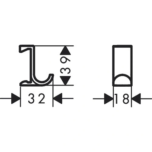 Крючок Hansgrohe WallStoris широкий, для крепления на штангу 27914670, матовый черный Крючок Hansgrohe WallStoris широкий, для крепления на штангу 27914670, матовый черный