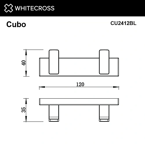 Крючок двойной WHITECROSS Cubo CU2412BL черный матовый Крючок двойной WHITECROSS Cubo CU2412BL черный матовый