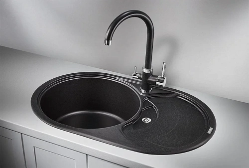 Кухонная мойка Granula 7801, ЧЁРНЫЙ, кварц 775х495 Кухонная мойка Granula 7801, ЧЁРНЫЙ, кварц 775х495