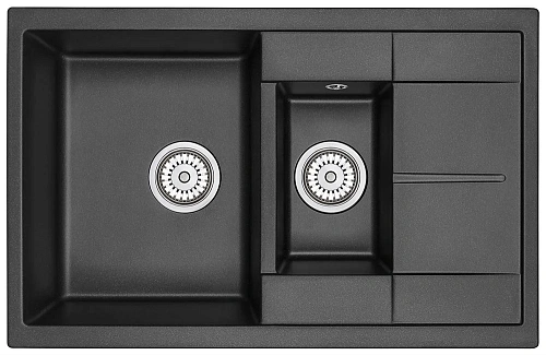 Кухонная мойка Granula 7802, ШВАРЦ (чёрный металлик), кварц 775х495 Кухонная мойка Granula 7802, ШВАРЦ (чёрный металлик), кварц 775х495