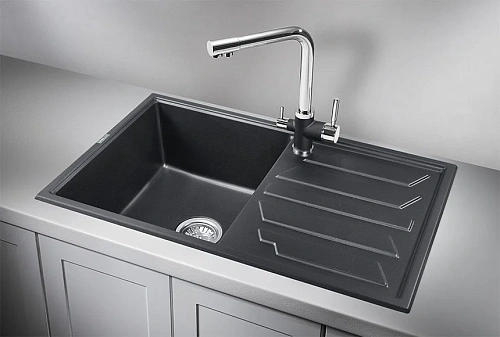 Кухонная мойка Granula 8002, ШВАРЦ (чёрный металлик), кварц 790х500 Кухонная мойка Granula 8002, ШВАРЦ (чёрный металлик), кварц 790х500