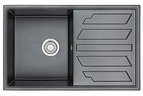 Кухонная мойка Granula 8002, ШВАРЦ (чёрный металлик), кварц 790х500 Кухонная мойка Granula 8002, ШВАРЦ (чёрный металлик), кварц 790х500