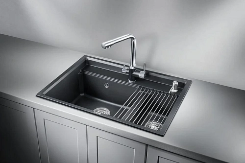 Кухонная мойка Granula KS-7302, ШВАРЦ (чёрный металлик), кварц 730х510 Кухонная мойка Granula KS-7302, ШВАРЦ (чёрный металлик), кварц 730х510