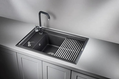 Кухонная мойка Granula KS-7305, ШВАРЦ (чёрный металлик), кварц 730х510 Кухонная мойка Granula KS-7305, ШВАРЦ (чёрный металлик), кварц 730х510